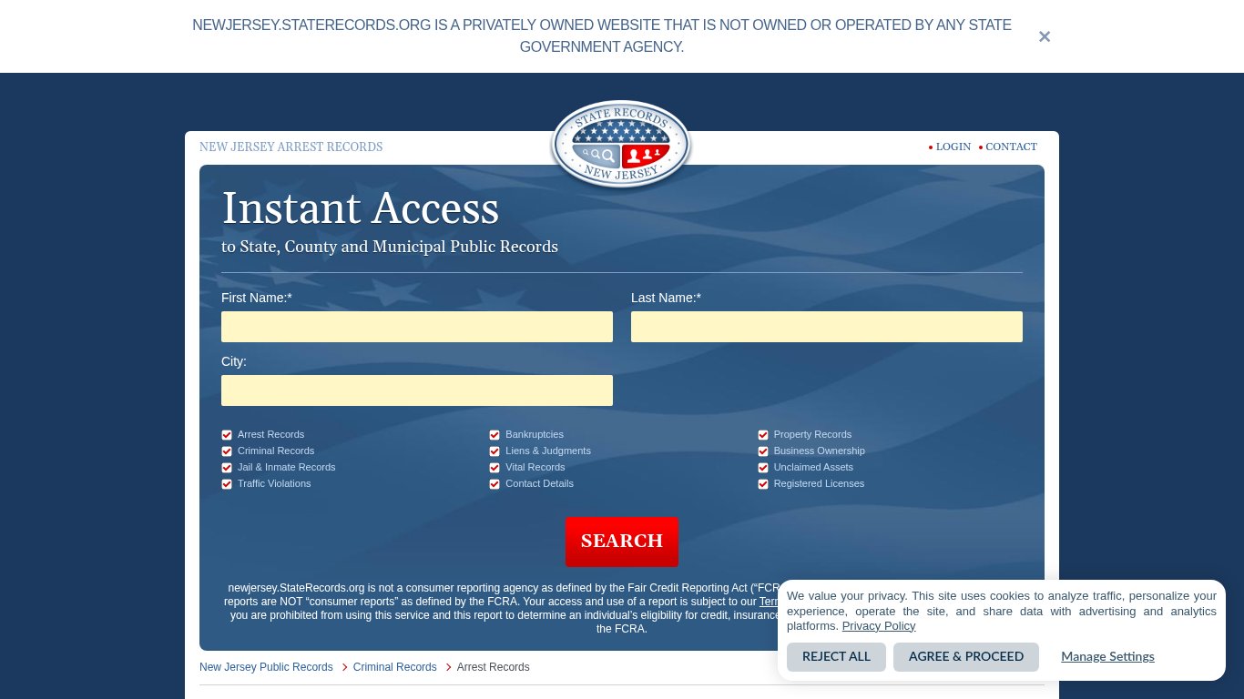 New Jersey Arrest Records | StateRecords.org